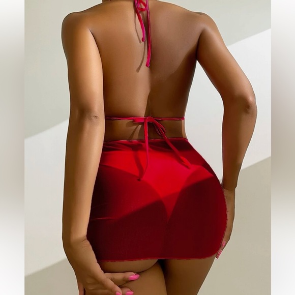 Red bikini 3 piece set - Picture 2 of 6